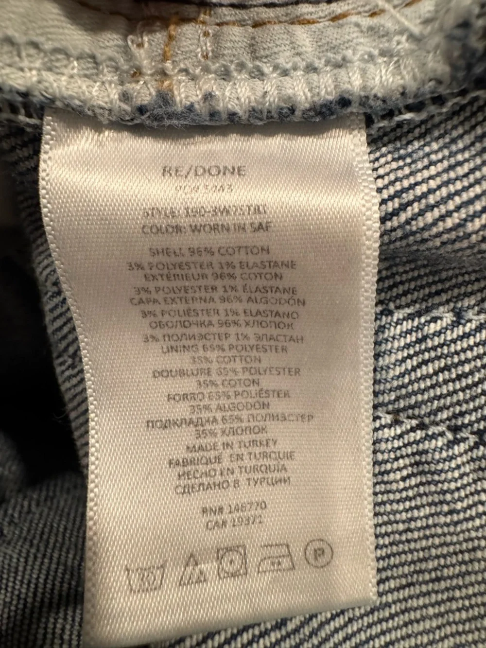 Re/Done RE/DONE High Rise Stretch Reissue Stovepipe Denim 25 Straight Leg 90s - Picture 9 of 9